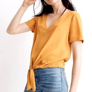 Madewell Gold Tie-Front Tee